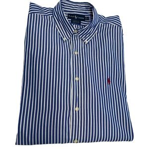 Ralph Lauren Men’s Classic Fit Blue/White Striped Button Down Shirt Sz L
